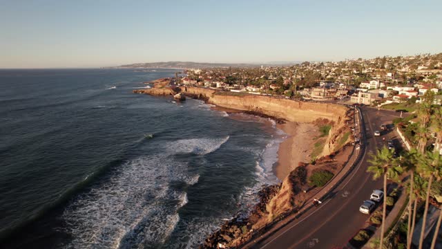 Flying above the Coastline and Beach of Sunset Cliffs Natural Park in Point Loma San Diego | Drone Video – 56