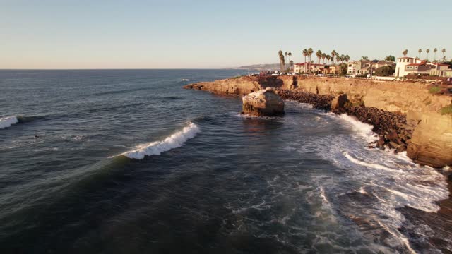Flying above the Coastline and Beach of Sunset Cliffs Natural Park in Point Loma San Diego | Drone Video – 52