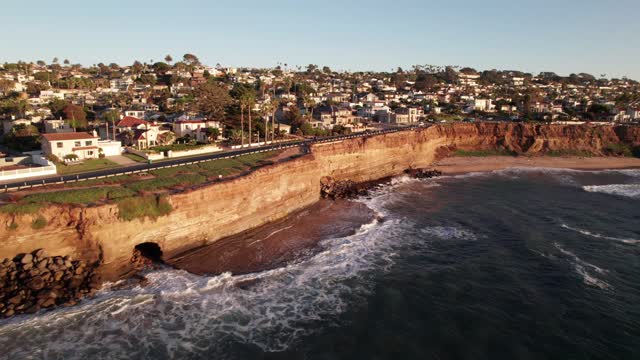 Flying above the Coastline and Beach of Sunset Cliffs Natural Park in Point Loma San Diego | Drone Video – 48