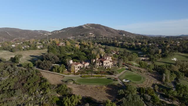 Aerial view of the country inland, homes and the buildings at The Bridges.