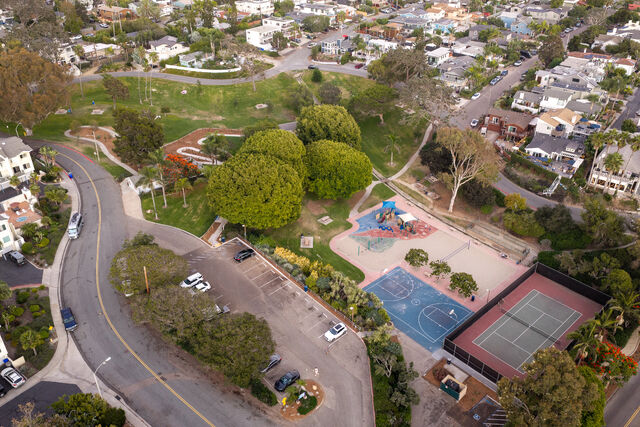 Aerial shot of a neighborhood park in Cardiff, Encinitas near San Diego | Drone Photo – 14