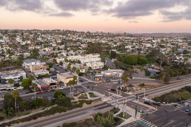 Aerial shot of Cardiff neighborhood and coastal homes in Encinitas San Diego | Drone Photo – 3