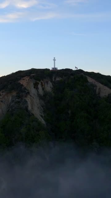 Aerial view of the cliffs, wildlife and open country at Mount Soledad.